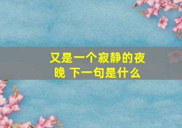 又是一个寂静的夜晚 下一句是什么